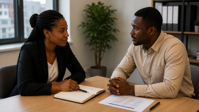 Entretien de conseil avec un entrepreneur